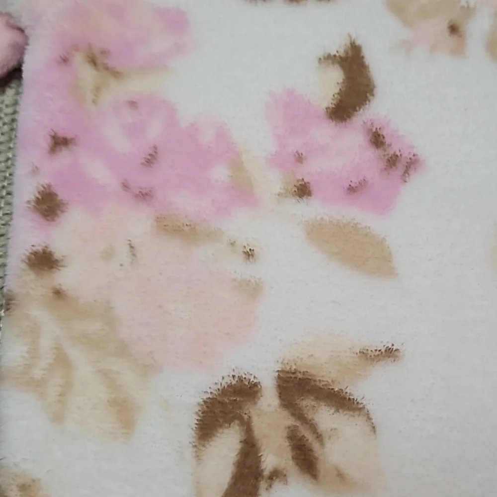 Laura Ashley Baby Bunting Hooded Fleece 3-6 Month Pink Floral Fold Over Mittens